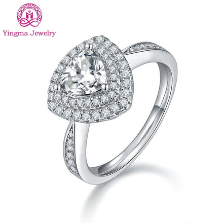 Mossanite Finger Ring 925 Silver 1.0ct 6.5*6.5 mm Trillion Cut MoIssanite Gemstone Engagement Rings for Women