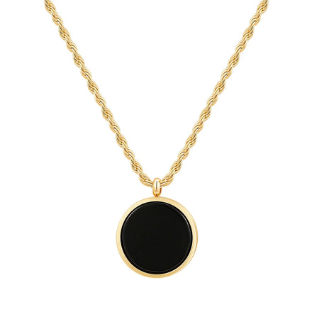 PVD 18K Gold Plated Stainless Steel Jewelry Twist Chain Natural Stone Round Pendant Trendy for Women Party Necklace P243439