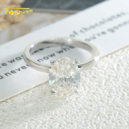 Fine Jewelry 14K Solid White Gold Solitaire 3CT Oval Cut F VS1 IGI Lab Grown Diamonds Engagement Rings in Stock
