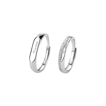 Wholesale S925 Silver Opening Adjustable Couple Ring Fashion Couple Love Rings Zircon CZ Adjustable Open Simple Ring Jewelry
