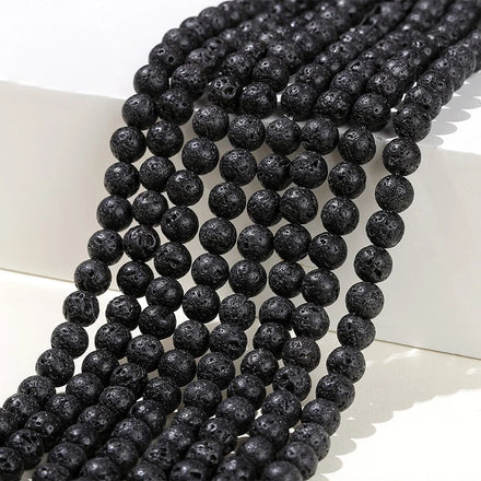 Natural Black Lava Stone Round Beads Scattered DIY Ornament Accessories String Certified Wholesale