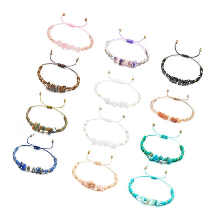 Cross-border Irregular Natural Stone Bracelet Adjustable Hand Woven Bracelet Personality Gravel Crystal Bracelets for Girls