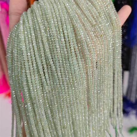 Natural Prehnite Faceted Round Beads 2mm 3mm Gemstone Beads Crystals Faceted Round Wholesale Beads