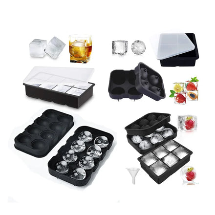 BPA Free 6pcs Silicone Ice Cube Molds Tray Easy-Release with Lid Stackable Sphere Ice Ball Maker with Cover Ice Cream Tools