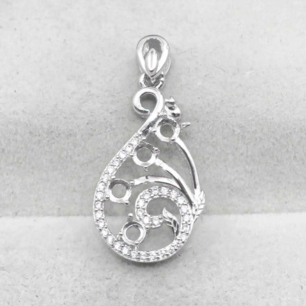 Sterling Silver 3*3mm Semi Mount Pendant Empty Support Blank Claws Setting S925 Mountain Base Holder Without Stone for DIY Inlay