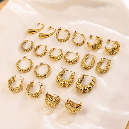 Niche Ornament Casting Graceful Wedding Accessories European American Retro Titanium Steel Waterproof Gold Plated Earrings