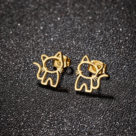 Fashion Cute Animal Stud Earrings Ins Personalized Stainless Steel Cute Dog Bulldog Earrings Studs for Girls