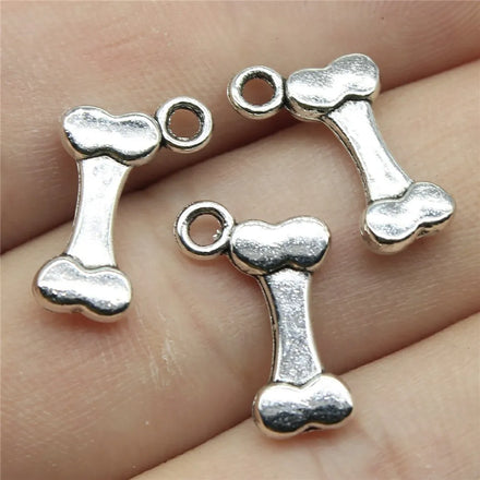 AA0160132 16x10mm Zinc Alloy Bone Shape Charm Mini Dog Bone Charm Pendant for Necklace Bracelet Making