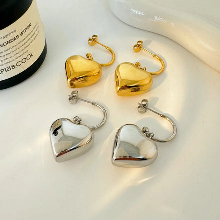 Heart Shaped Pendant Stainless Steel Earrings Heart Shaped Stainless Steel Earrings Wholesale