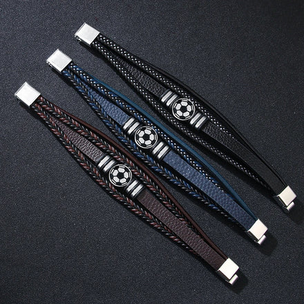 Cross-border Hot Selling Fashion Bracelet Women Black White Football Bracelet Fashion Personality Leather Bracelet