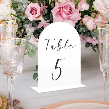 Custom DIY Blank Clear Gold Black White Arched Wedding Table Numbers Acrylic Display Sign With Holder