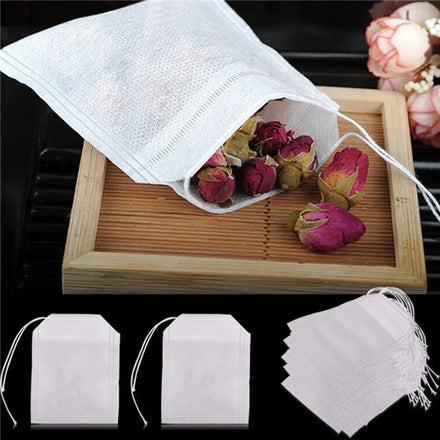 5.5 X 7CM Eco-Friendly Disposable Empty Scented Tea Bags String Healed Seal Filter Paper Plastic White 100Pcs/pack Custom Logo