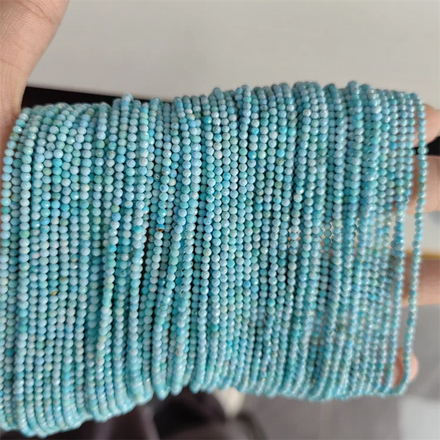 2mm Natural Turquoise Loose Beads Blue Turquoise Faceted Round Micro Beads Long Strand Jewelry Making Beads