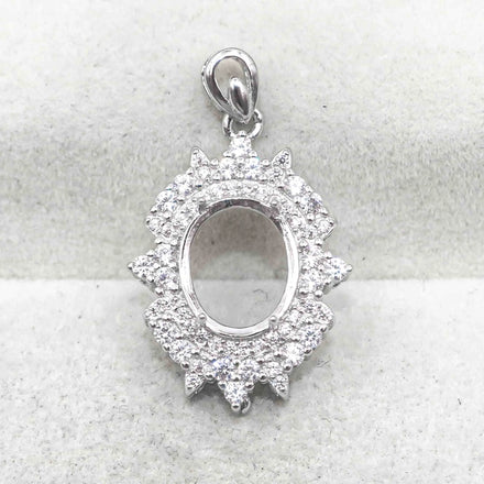 Sterling Silver 9*11mm Semi Mount Pendant Empty Frame Blank Support Setting S925 Base Holder Without Center Stone for DIY Inlay