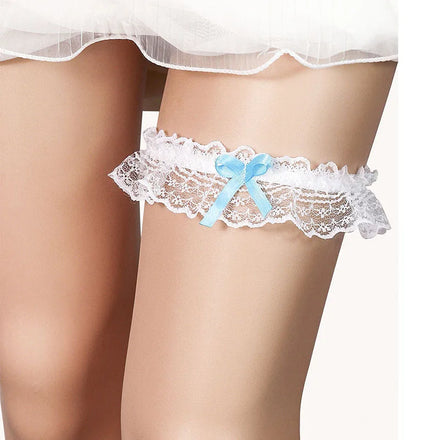 Wedding Bridal Garter Ribbon Bow Lace Ruffled Edge Elastic Brides Bridesmaid Leg Garter