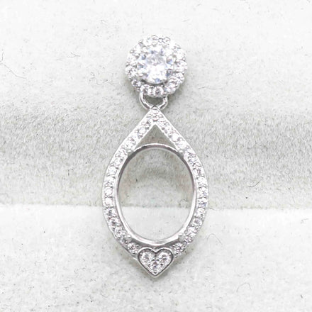 Sterling Silver 9*11mm Semi Mount Pendant Empty Frame Blank Support Setting S925 Base Holder Without Center Stone for DIY Inlay