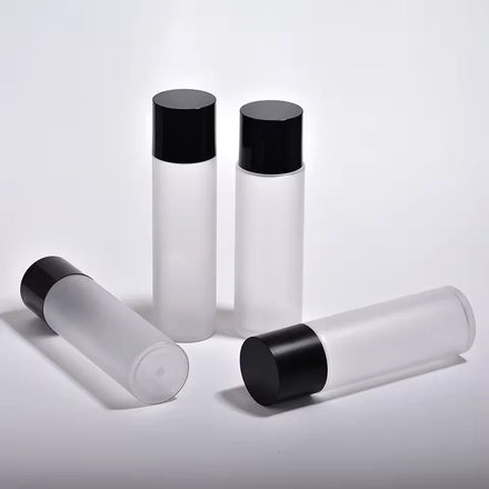 180ml 200ml Round PET White Frosted Sunscreen Tanning Oil Plastic Toner Bottle With Screw Cap for Skincare Packaging