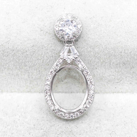 Sterling Silver 9*11/10*12/11*14mm Semi Mount Pendant Empty Frame Blank Support Setting S925 Without Center Stone for DIY Inlay