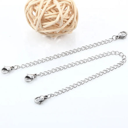 Stainless Steel Extension Chain With 2 Lobster Clasp Jewelry Findings with Tail End Extender Chains for Jewelry Accessories