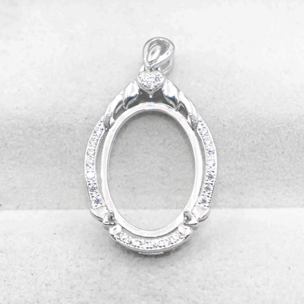 Sterling Silver 13*18mm Semi Mount Pendant Empty Frame Blank Support Setting S925 Base Holder Without Center Stone for DIY Inlay