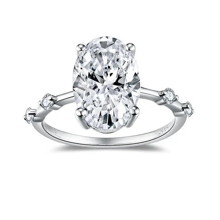 Hot Selling Classic Oval 4.5 Carat Moissanite Jewelry 925 Silver & 18K Gold Plated Gemstone Rings Certified by GRA