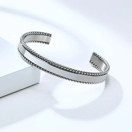 Custom Desig Jewelry Stainless Steel Bracelet Fried Dough Twists C-shaped Opening Bracelet Men's Jewelry Wholesale