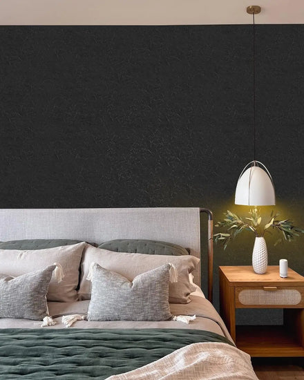 ORON DIY 3D Embossed Black Textured Wallpaper Peel and Stick Self Adhesive Vinyl Silk Wallpaper for Home Wall