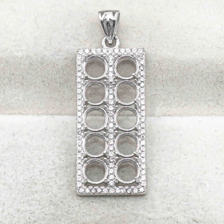 Sterling Silver 5*5mm Semi Mount Pendant Empty Frame Blank Support Setting S925 Base Holder Without Center Stone for DIY Inlay