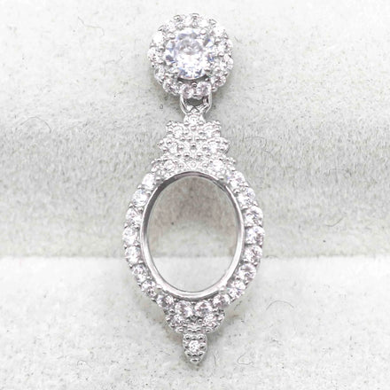 Sterling Silver 8*10mm Semi Mount Pendant Empty Frame Blank Support Setting S925 Base Holder Without Center Stone for DIY Inlay