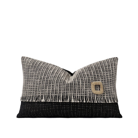 TIFFHOME Custom Eco-friendly 30*50Cm Cotton-Ramie Geometric Pattern Cushion Cover Home Decor Spliced Textured Seat Pad