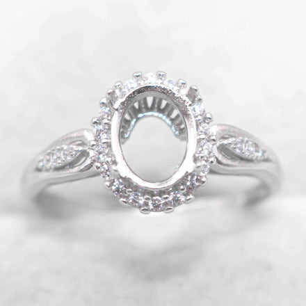 Sterling Silver 6*8mm Semi Mount Ring Empty Frame Blank Support Claw Setting S925 Base Holder Without Center Stone DIY for Inlay