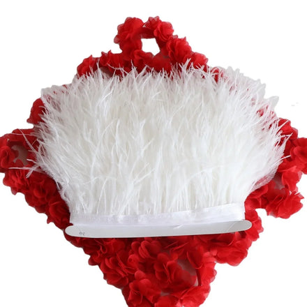 8-10cm Ostrich Feather Lace Fabric Trimming 55 Colors Natural Ostrich Feathers Fringe Dyed Cheap Accessory for Clothing Design