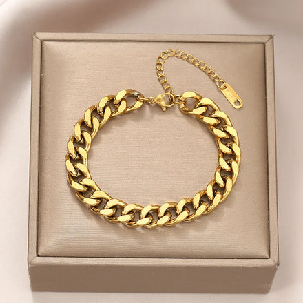 Super Smooth Shiny Stainless Steel Bracelet Cuban Chain Bracelet Ins Style Hiphop Bracelet for Girls