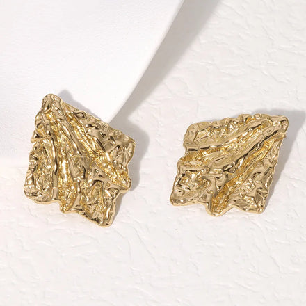 Factory Wholesale Hot Selling Irregular Tinfoil Pleated Hypoallergenic Stainless Steel Stud Earrings
