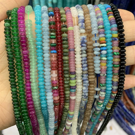 Hui Rui 2*4mm Dyed Jade Heishi Beads 4*2mm Diy Spacer Rainbow Flat Disc Bead Spacers Rondelle Spacer Beads for Jewelry Making