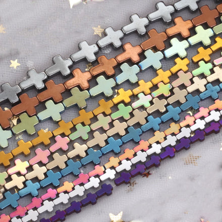 Natural Stone Beads Cross Shape Plating Hematite Beads for Jewelry Making Jewelry for Women Diy Bracelets 15'' Wholesale