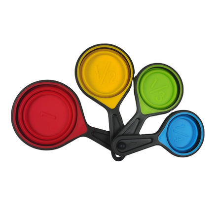 Colorful Eco-Friendly Collapsible Silicone Measuring Cups Spoon Dishwasher Safe Custom Logo Packaging for Kitchen Cooking Use