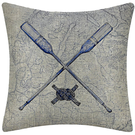 Summer Marine Themed Nautical Anchor Compass Linen Throw Pillow Case Decorative Home Bedroom Living Room