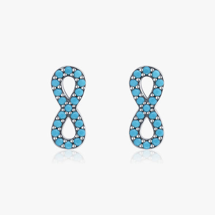925 Sterling Silver Natural Turquoise Stud Earrings for Women Romantic Infinite Love Fine Jewelry Valentine's Day Gift