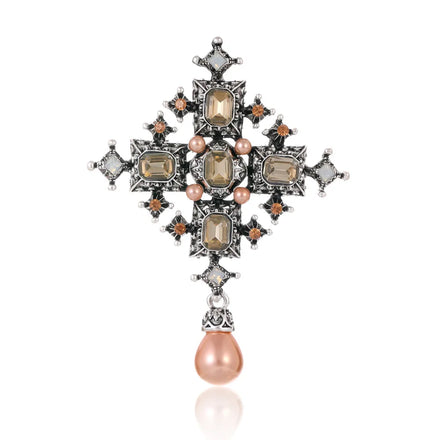 DRAL1096 Baroque Cross Pearl Brooch Personalized Femininity Coat Brooch Shirt Collar Pin Versatile Accessory