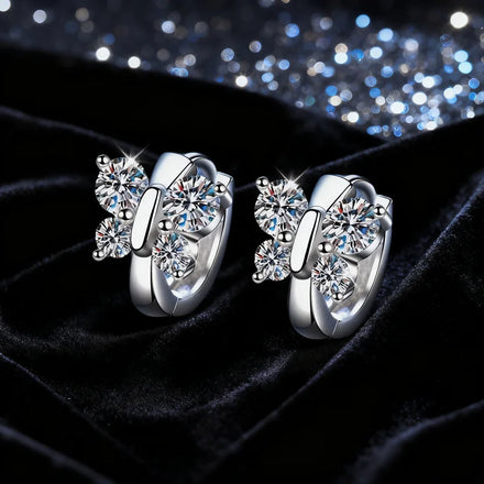 S925 Sterling Silver butterfly Full Moissanite Small Hoop Earrings for Women Fine Jewelry Gift
