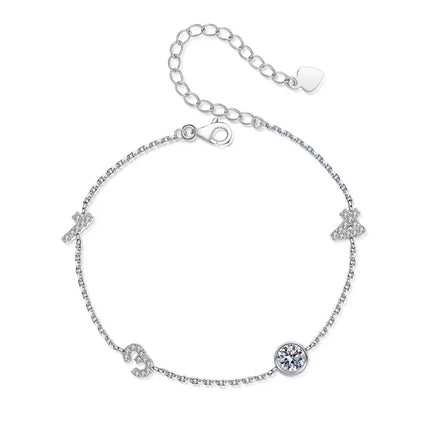 Factory Wholesale D Color 0.5carat Moissanite Bracelets 925 Sterling Silver 1314 Number Adjustable Bracelet for Women