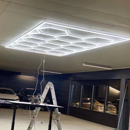 Hexagon Garage Lights Car Paint Inspection Hexagon Led Light for Ceiling Lamp Light 50 DC White Rechargeable Lithium Battery 360