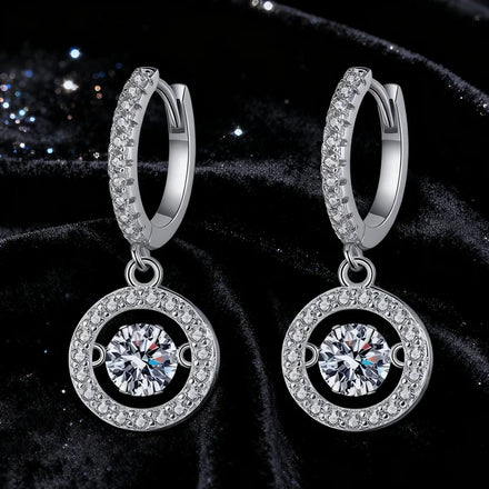 Hot Sale S925 Sterling Silver Beating Heart 1CT Moissanite Round Pendant Stud Earrings for Women Gift