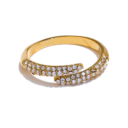 JINYOU 3464 Delicate Bling Cubic Zirconia Ring Rust Proof Trendy Stainless Steel Ring for Women Fashion Jewelry Accessories