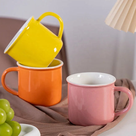 Factory Custom Porcelain Mug with Logo White Coffee Enamel Camping Mug Handle for Printing Classic Design