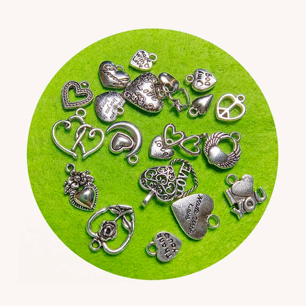 100Pcs Vintage Mixed Metal Love Heart Charms Valentine Beads DIY Bracelet Pendant Necklace Earring Jewelry Making Findings