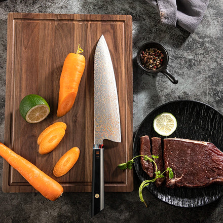 Amber Japanese Three Colors Steel Blade Copper Blade Knife Copper Damascus Chef Knife Copper Damascus Knife