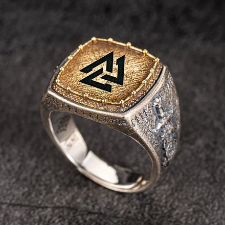 New Original Viking Sword and Knife Design Jewelry S925 Silver Adjustable Men's Rock Ring With Custom Viking Engraved Pattern