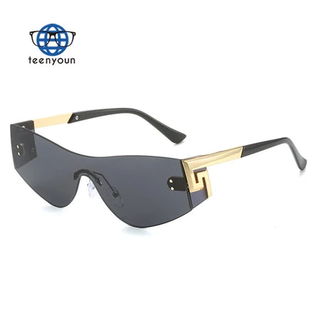 Teenyoun 2024 Y2k Rimless Oversized One Piece Eyewear Designer Gafas De Sol Extra Large Sunglasses Classy for Men Wholesale